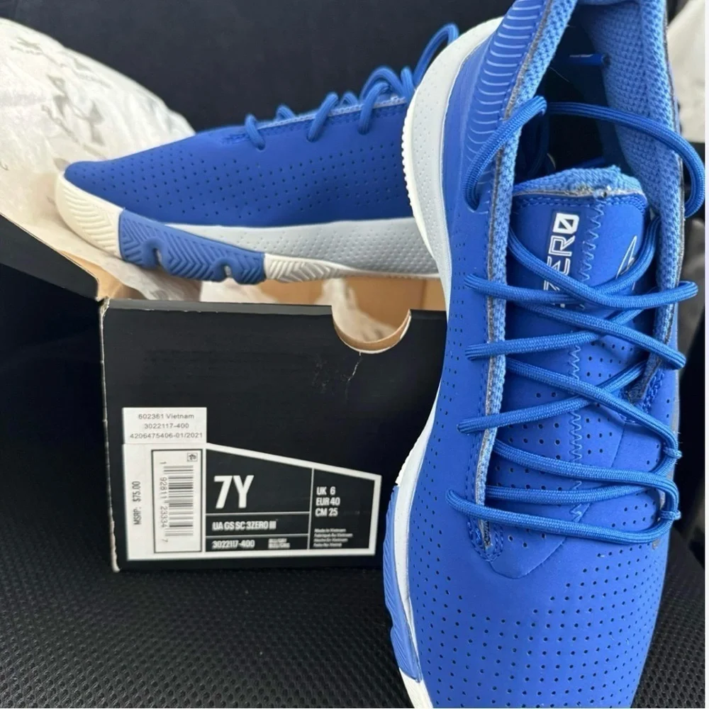 Under Armour Steph Curry UA GS‎ SC 3ZERO III Blue Basketball Sneaker Size 7Y